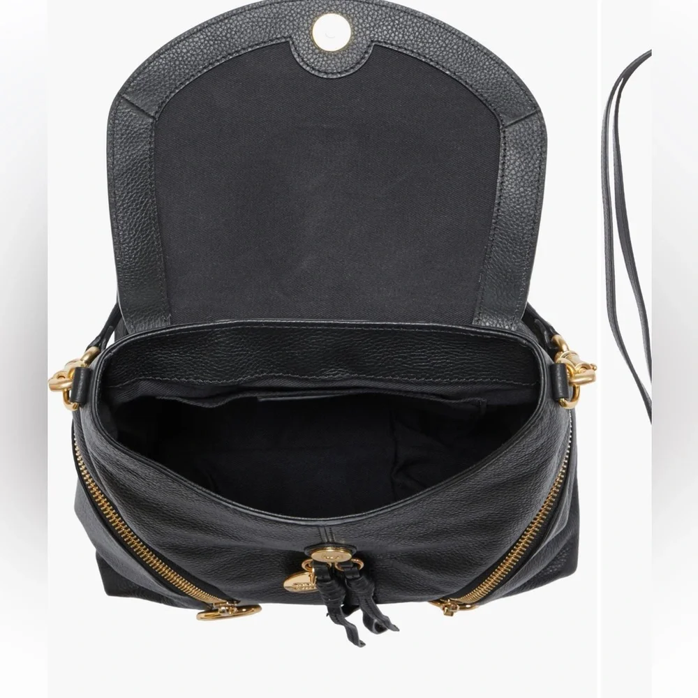 See By Chloe Olga Large Leather Black Backpack with Gold Accents
